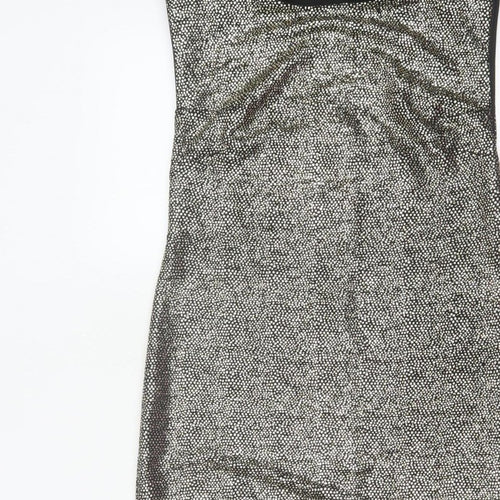 Topshop Women Gold Metallic Bodycon Knee Length Dress UK 12