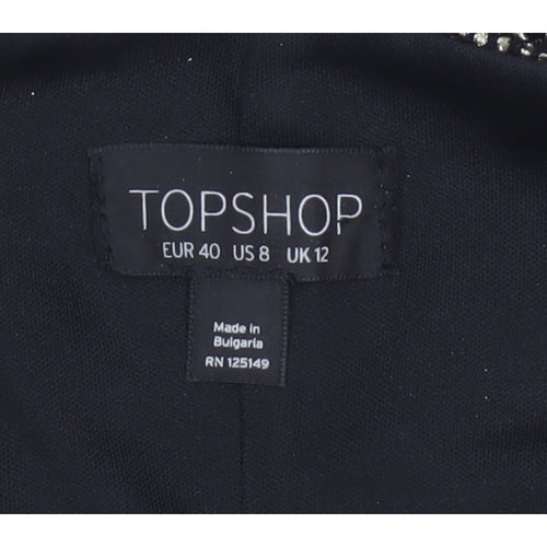 Topshop Women Gold Metallic Bodycon Knee Length Dress UK 12