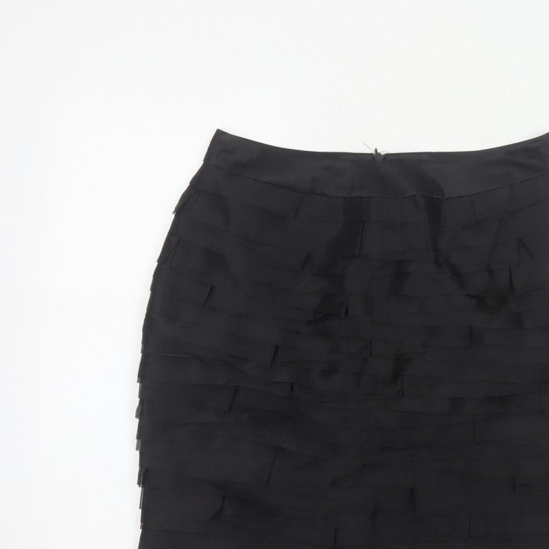 Marks and Spencer Women Black UK 10 Layered Chiffon Pencil Skirt
