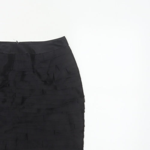 Marks and Spencer Women Black UK 10 Layered Chiffon Pencil Skirt