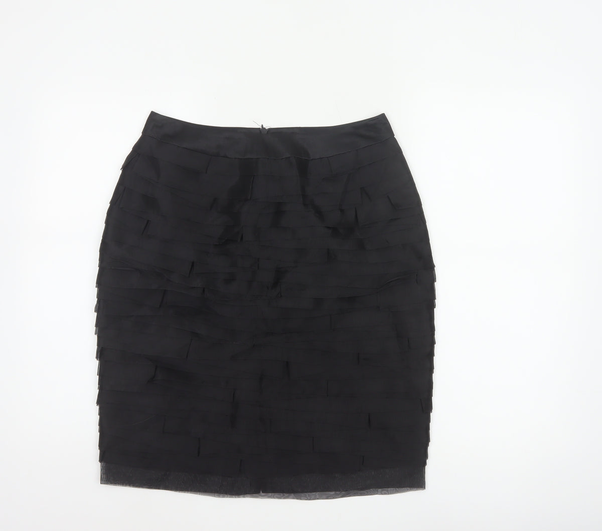 Marks and Spencer Women Black UK 10 Layered Chiffon Pencil Skirt