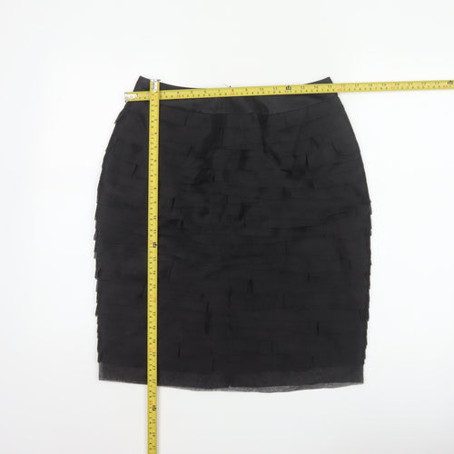 Marks and Spencer Women Black UK 10 Layered Chiffon Pencil Skirt