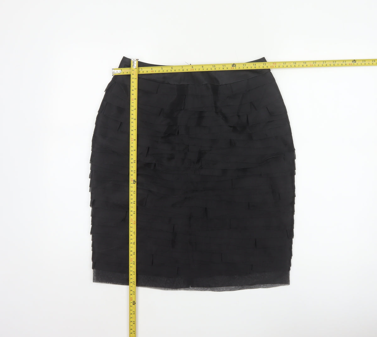 Marks and Spencer Women Black UK 10 Layered Chiffon Pencil Skirt