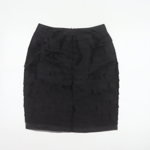 Marks and Spencer Women Black UK 10 Layered Chiffon Pencil Skirt