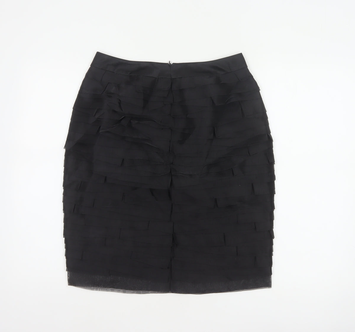 Marks and Spencer Women Black UK 10 Layered Chiffon Pencil Skirt