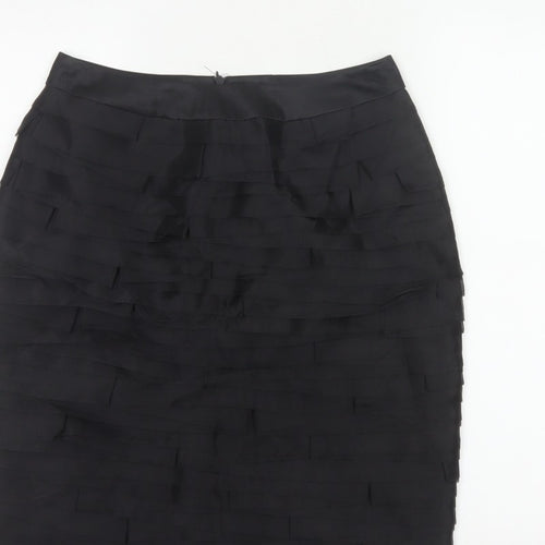 Marks and Spencer Women Black UK 10 Layered Chiffon Pencil Skirt