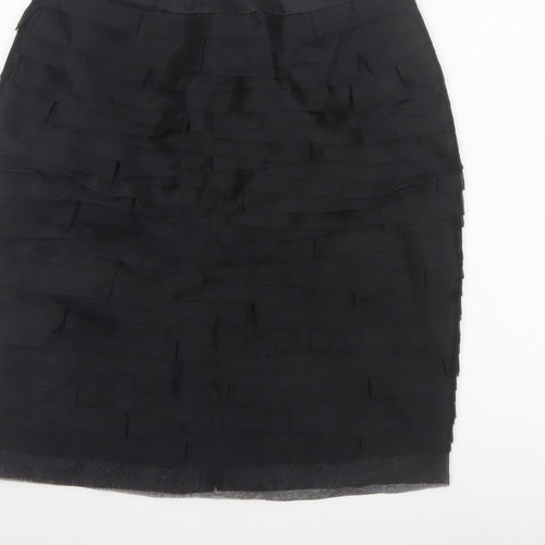 Marks and Spencer Women Black UK 10 Layered Chiffon Pencil Skirt