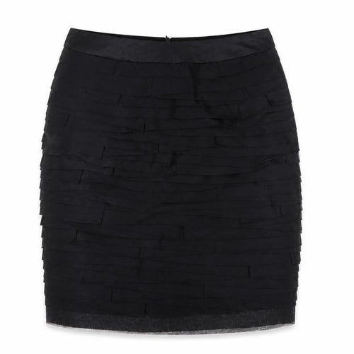 Marks and Spencer Women Black UK 10 Layered Chiffon Pencil Skirt