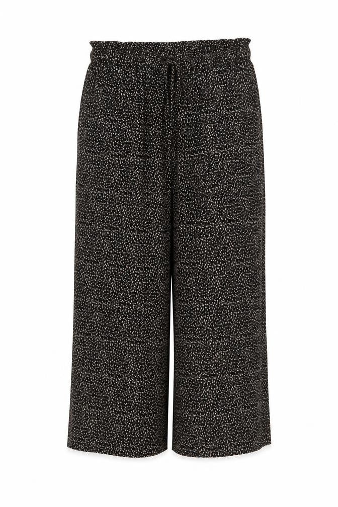 Roman Women’s Black Geometric Wide Leg Drawstring Trousers UK 14