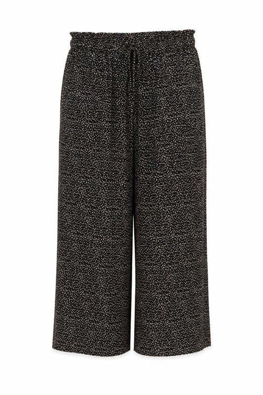 Roman Women’s Black Geometric Wide Leg Drawstring Trousers UK 14