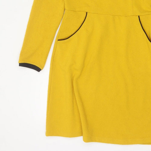 Uttam Boutique Women Yellow UK 10 Fit & Flare Jacquard Dress
