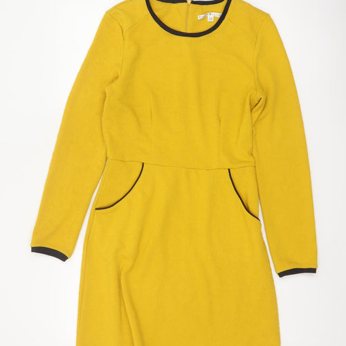 Uttam Boutique Women Yellow UK 10 Fit & Flare Jacquard Dress