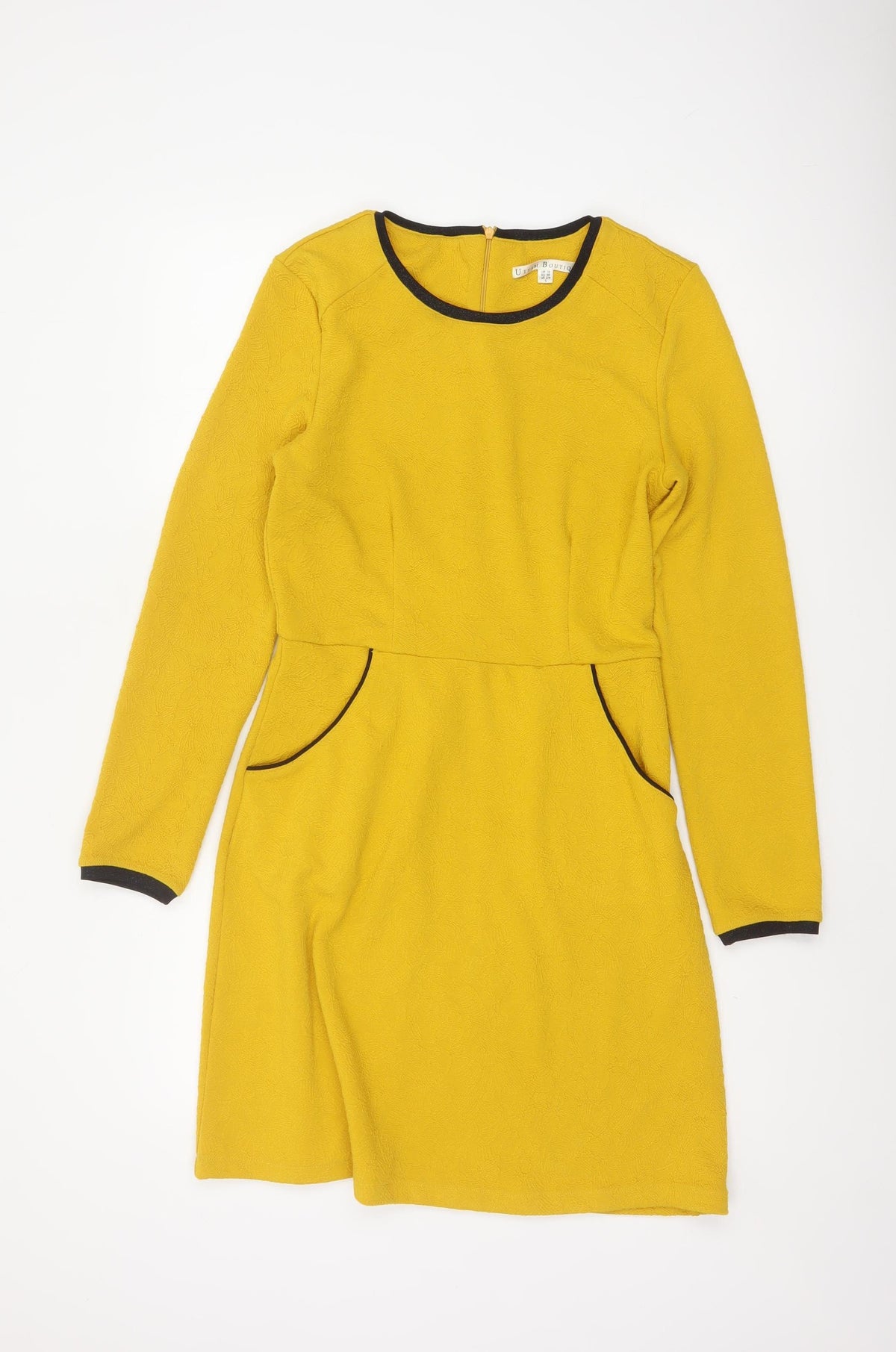 Uttam Boutique Women Yellow UK 10 Fit & Flare Jacquard Dress
