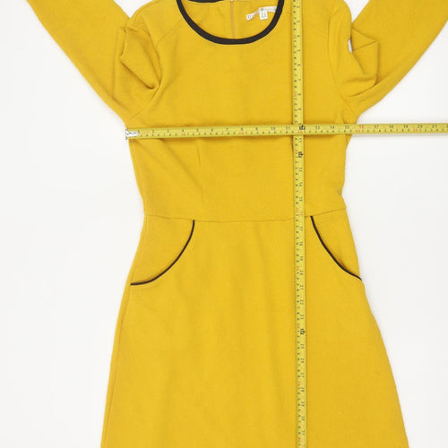 Uttam Boutique Women Yellow UK 10 Fit & Flare Jacquard Dress