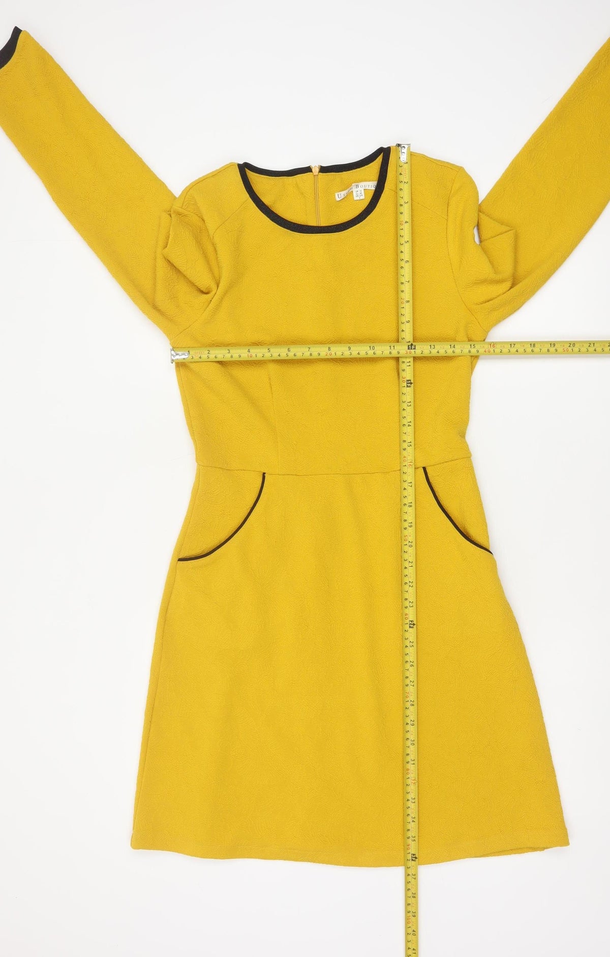 Uttam Boutique Women Yellow UK 10 Fit & Flare Jacquard Dress