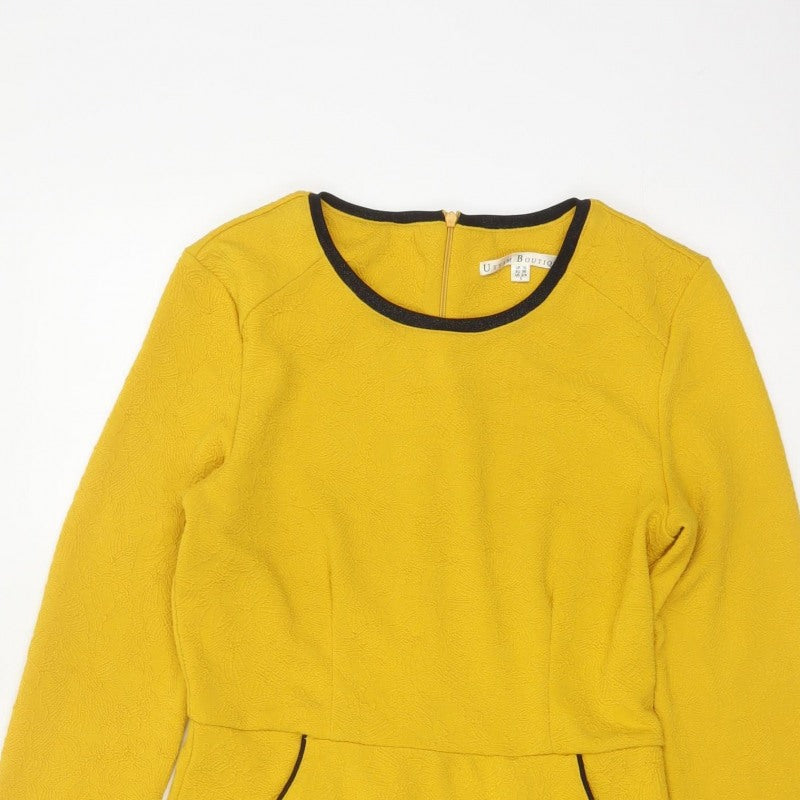 Uttam Boutique Women Yellow UK 10 Fit & Flare Jacquard Dress