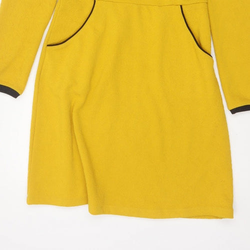 Uttam Boutique Women Yellow UK 10 Fit & Flare Jacquard Dress