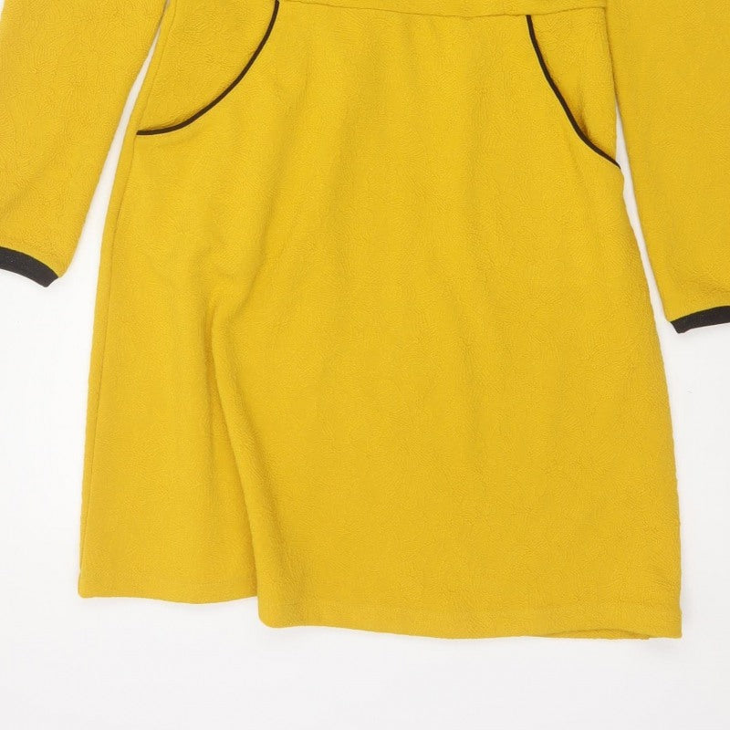 Uttam Boutique Women Yellow UK 10 Fit & Flare Jacquard Dress