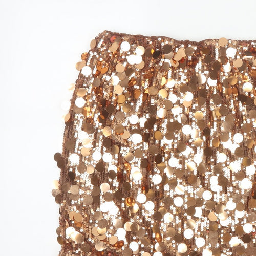 PrettyLittleThing Women’s Gold Sequin Mini Pencil Skirt UK 16
