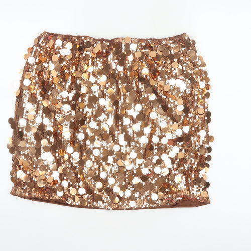 PrettyLittleThing Women’s Gold Sequin Mini Pencil Skirt UK 16