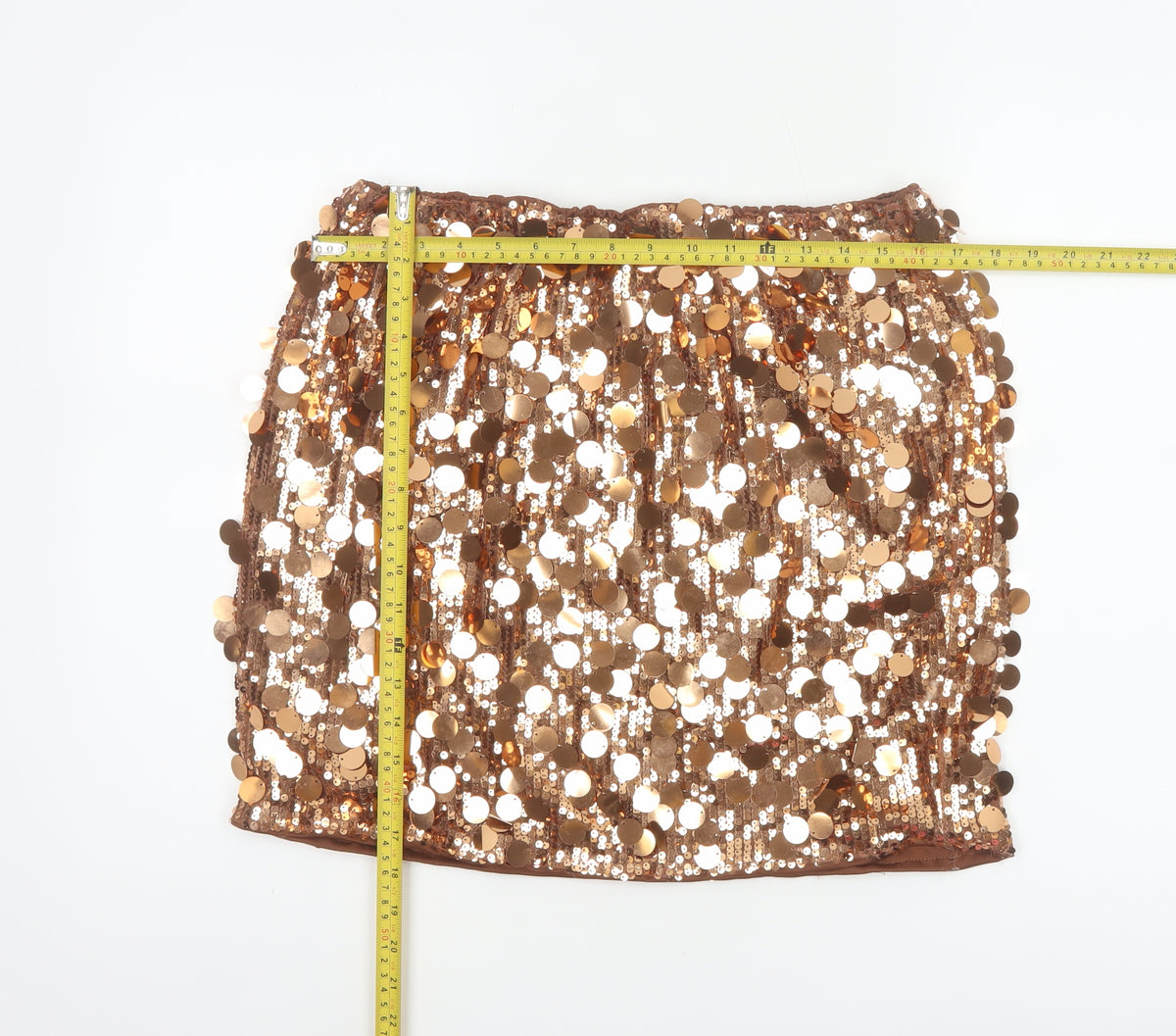PrettyLittleThing Women’s Gold Sequin Mini Pencil Skirt UK 16