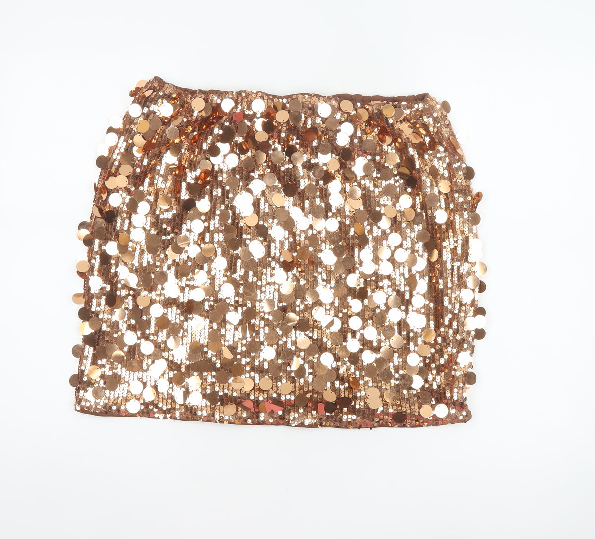 PrettyLittleThing Women’s Gold Sequin Mini Pencil Skirt UK 16