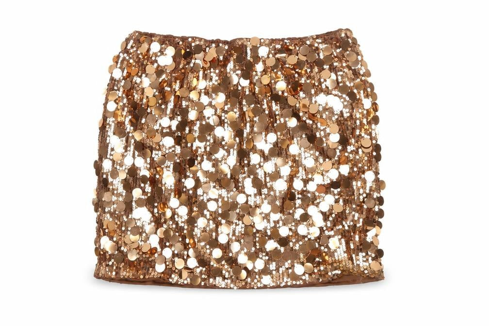 PrettyLittleThing Women’s Gold Sequin Mini Pencil Skirt UK 16
