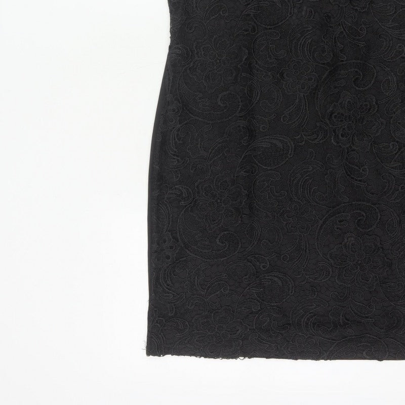 Pussycat London Women’s Black UK 12 Bodycon Floral Lace Dress