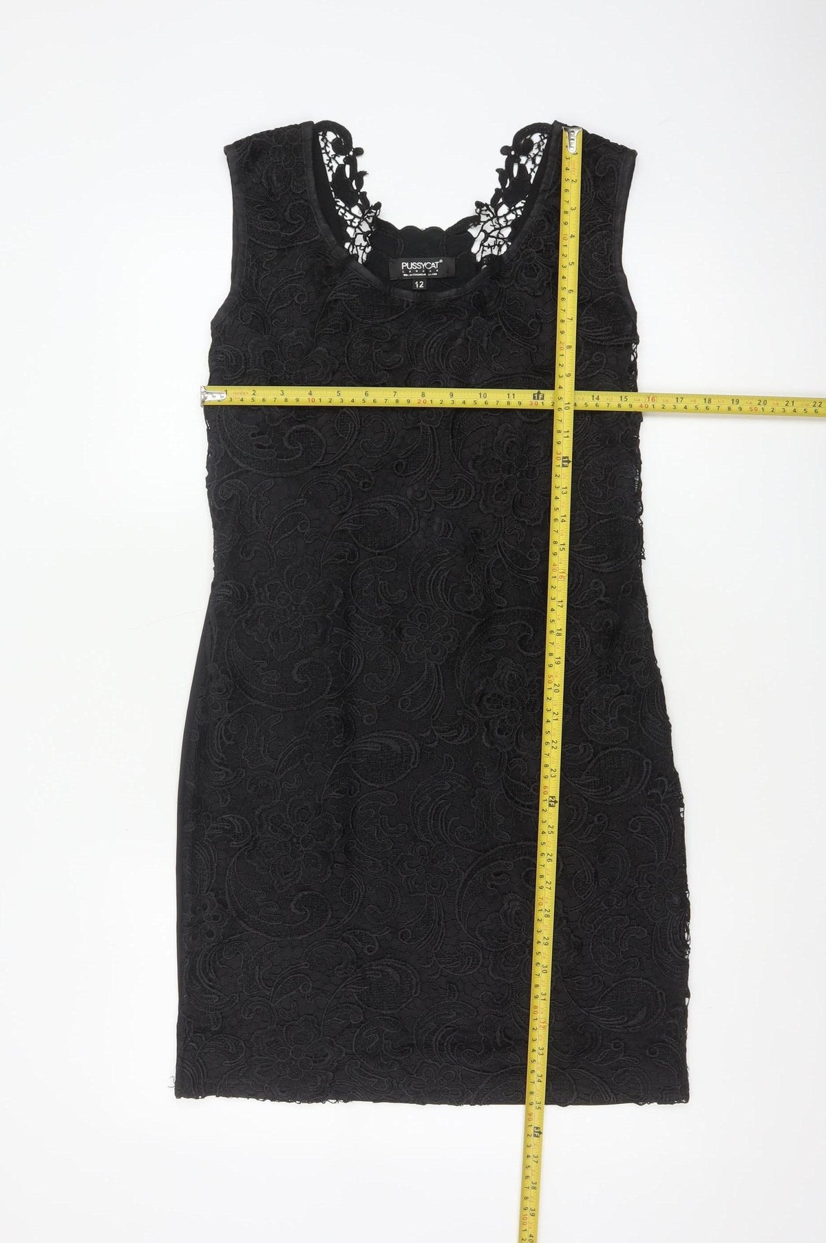 Pussycat London Women’s Black UK 12 Bodycon Floral Lace Dress