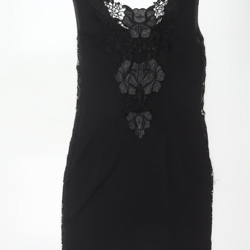 Pussycat London Women’s Black UK 12 Bodycon Floral Lace Dress