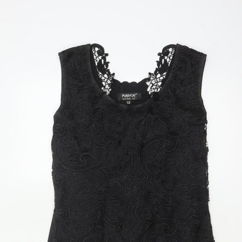 Pussycat London Women’s Black UK 12 Bodycon Floral Lace Dress