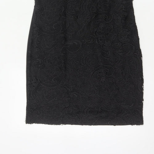 Pussycat London Women’s Black UK 12 Bodycon Floral Lace Dress