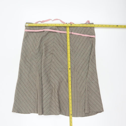 Marks & Spencer Women Beige UK 18 A-Line Knee Striped Skirt