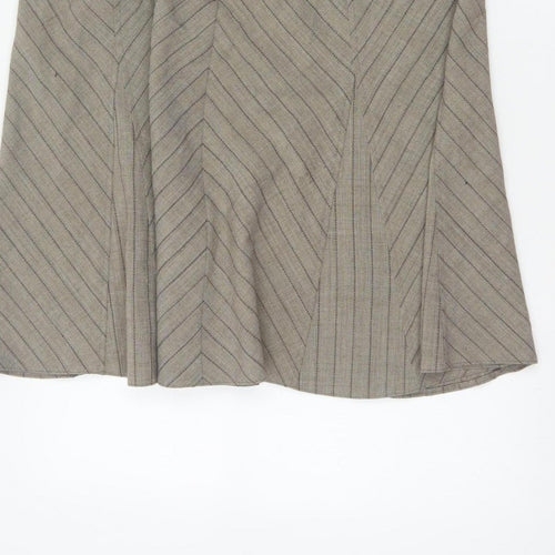 Marks & Spencer Women Beige UK 18 A-Line Knee Striped Skirt