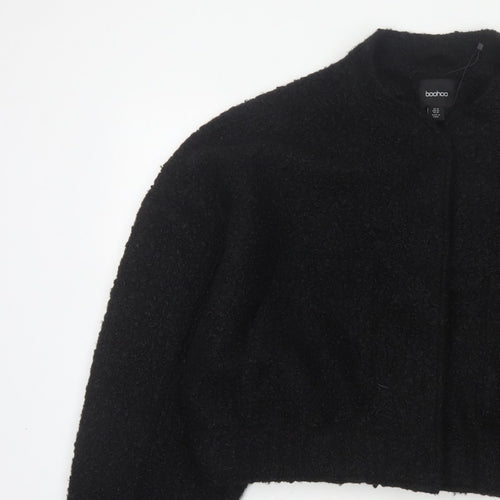 Boohoo Women’s Black UK 14 Cropped Teddy Fleece Open Jacket
