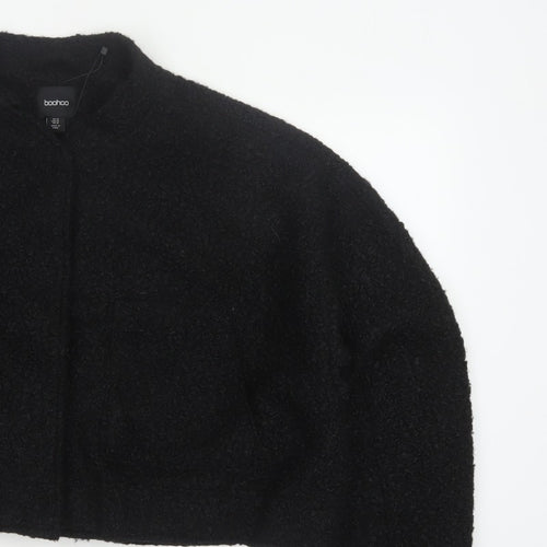 Boohoo Women’s Black UK 14 Cropped Teddy Fleece Open Jacket