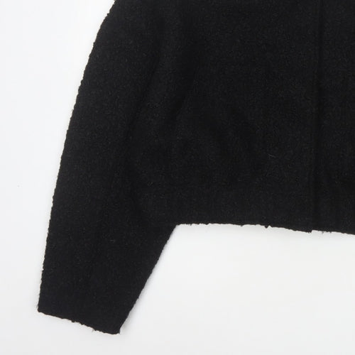 Boohoo Women’s Black UK 14 Cropped Teddy Fleece Open Jacket