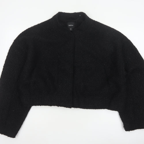 Boohoo Women’s Black UK 14 Cropped Teddy Fleece Open Jacket