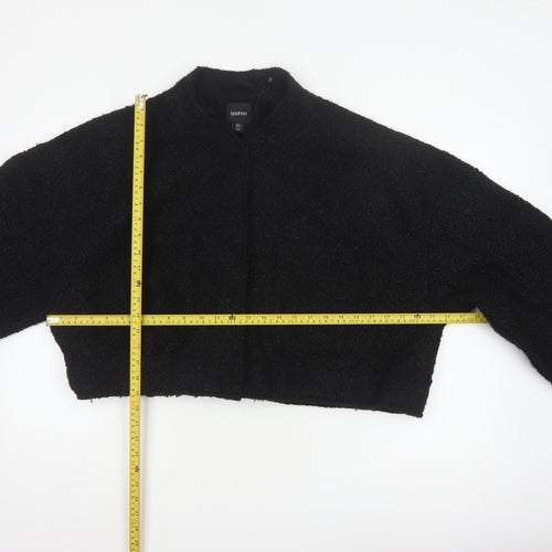 Boohoo Women’s Black UK 14 Cropped Teddy Fleece Open Jacket