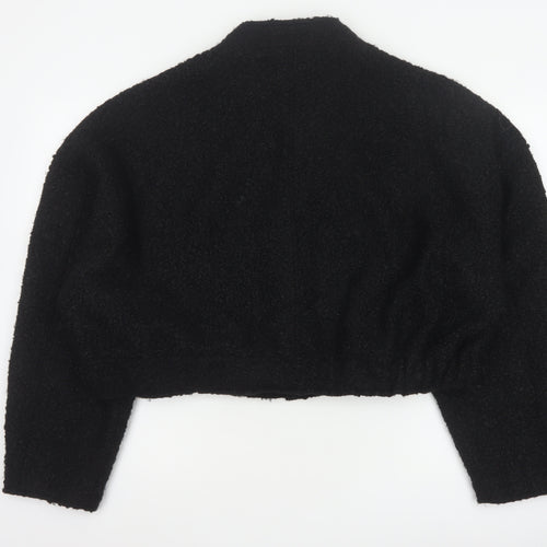 Boohoo Women’s Black UK 14 Cropped Teddy Fleece Open Jacket