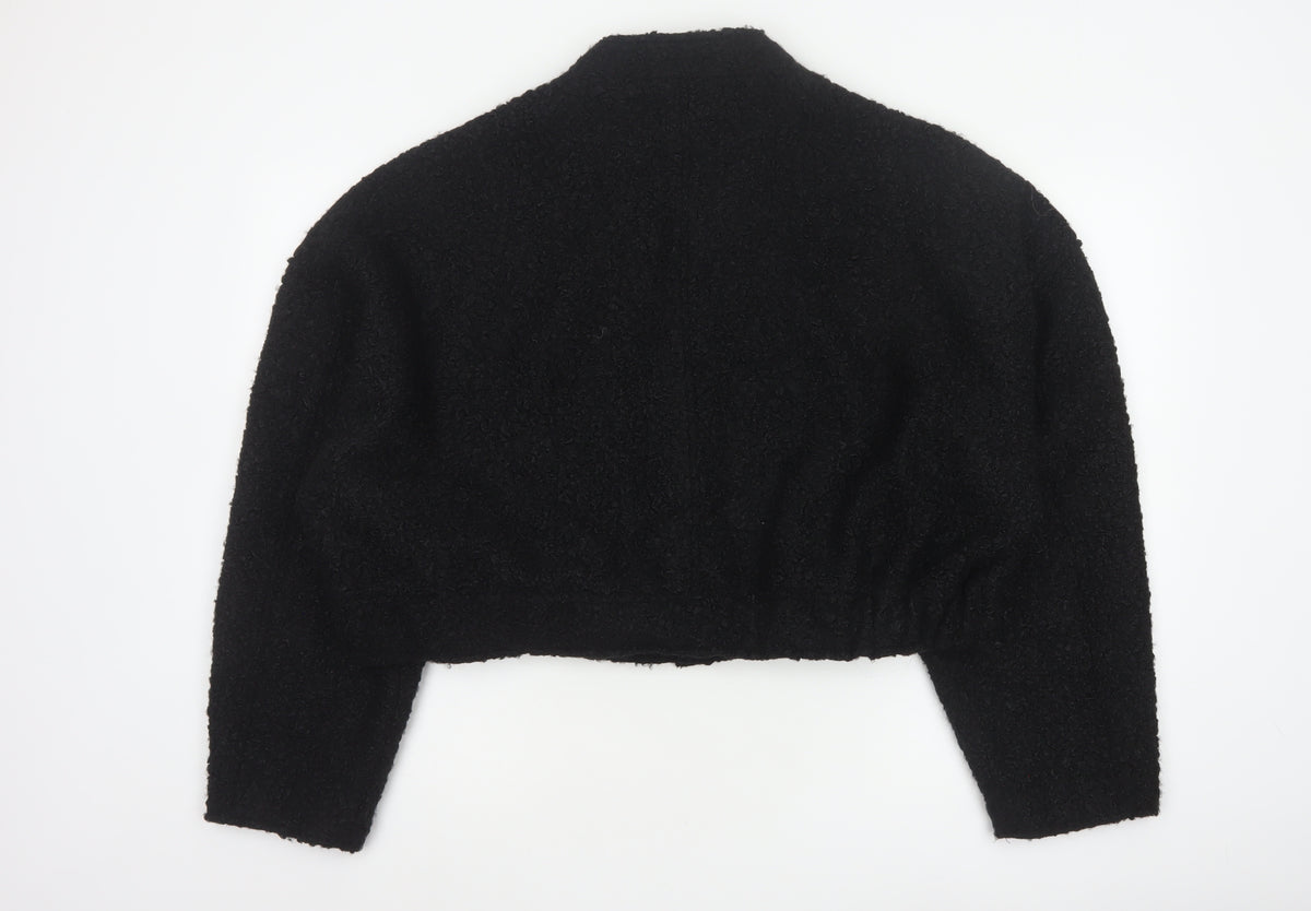 Boohoo Women’s Black UK 14 Cropped Teddy Fleece Open Jacket