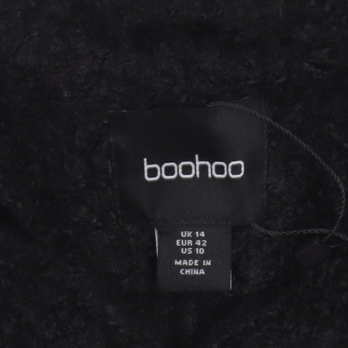 Boohoo Women’s Black UK 14 Cropped Teddy Fleece Open Jacket