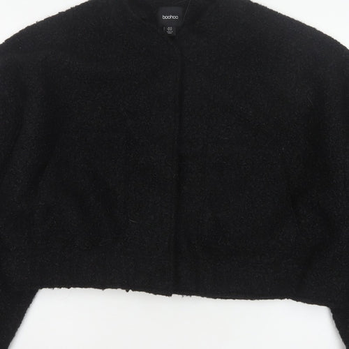 Boohoo Women’s Black UK 14 Cropped Teddy Fleece Open Jacket
