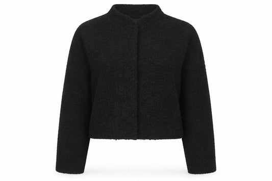 Boohoo Women’s Black UK 14 Cropped Teddy Fleece Open Jacket