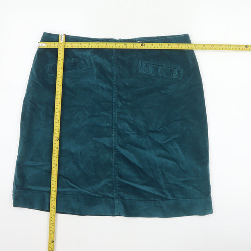 Mistral Women Green UK 14 Velvet Mini Straight Pencil Skirt