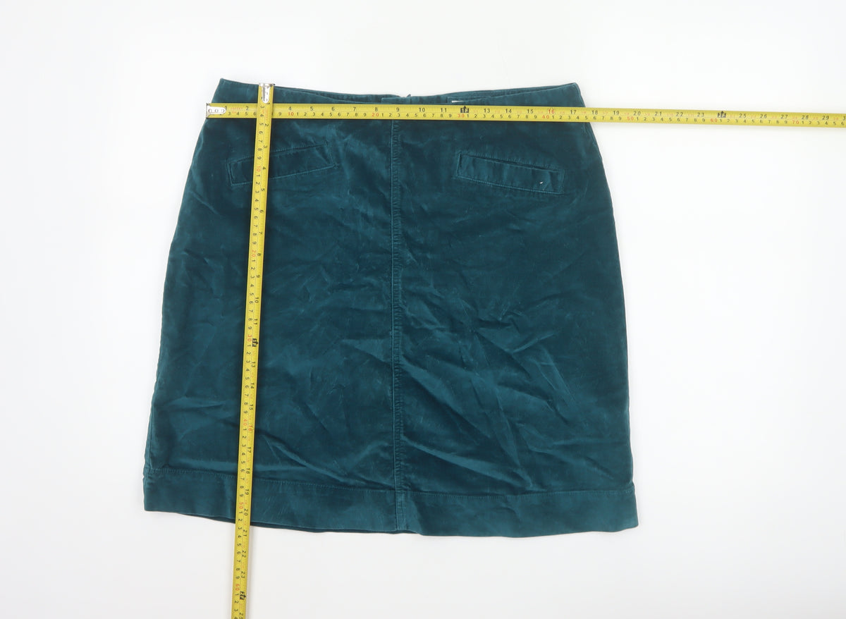 Mistral Women Green UK 14 Velvet Mini Straight Pencil Skirt