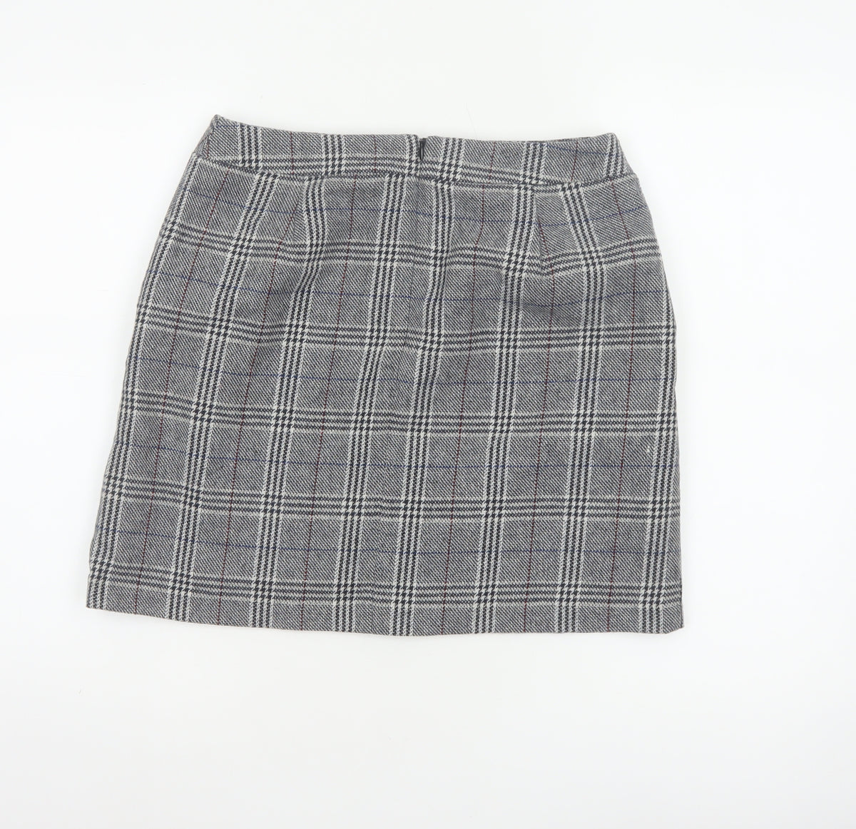Marks and Spencer Women Grey UK 10 A-Line Plaid Button Mini Skirt