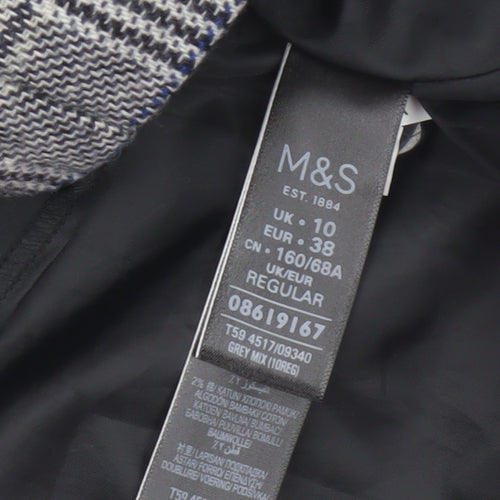 Marks and Spencer Women Grey UK 10 A-Line Plaid Button Mini Skirt