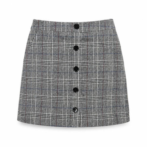 Marks and Spencer Women Grey UK 10 A-Line Plaid Button Mini Skirt