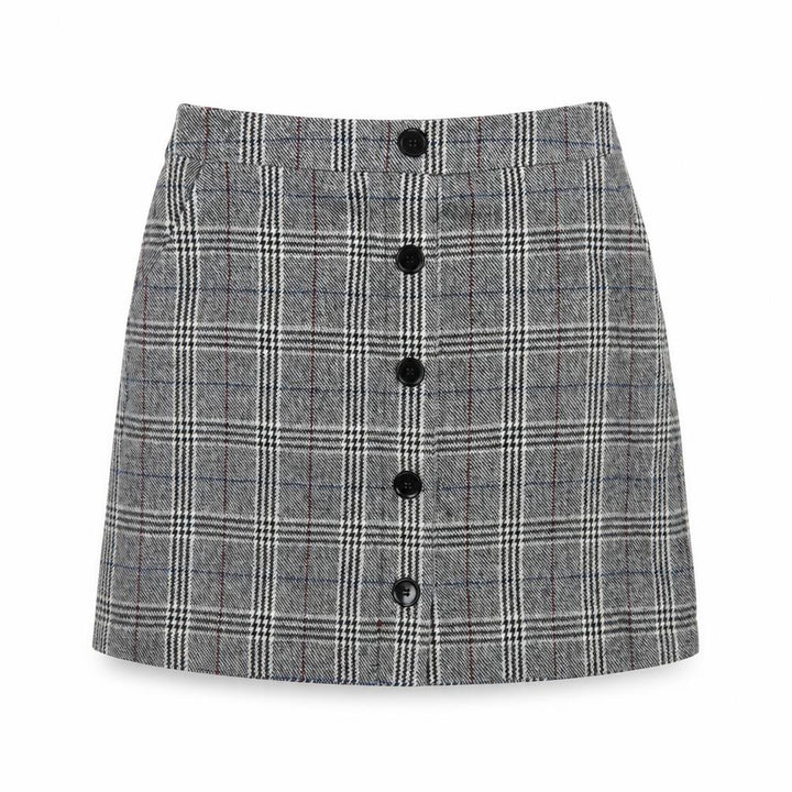 Marks and Spencer Women Grey UK 10 A-Line Plaid Button Mini Skirt